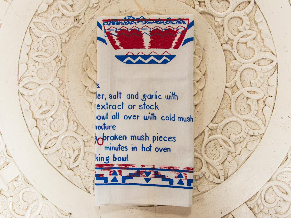 Handmade Hot Tamale Pie Recipe Tea Towel –– Vintage Textile from Mid-Century Kitchen Linens