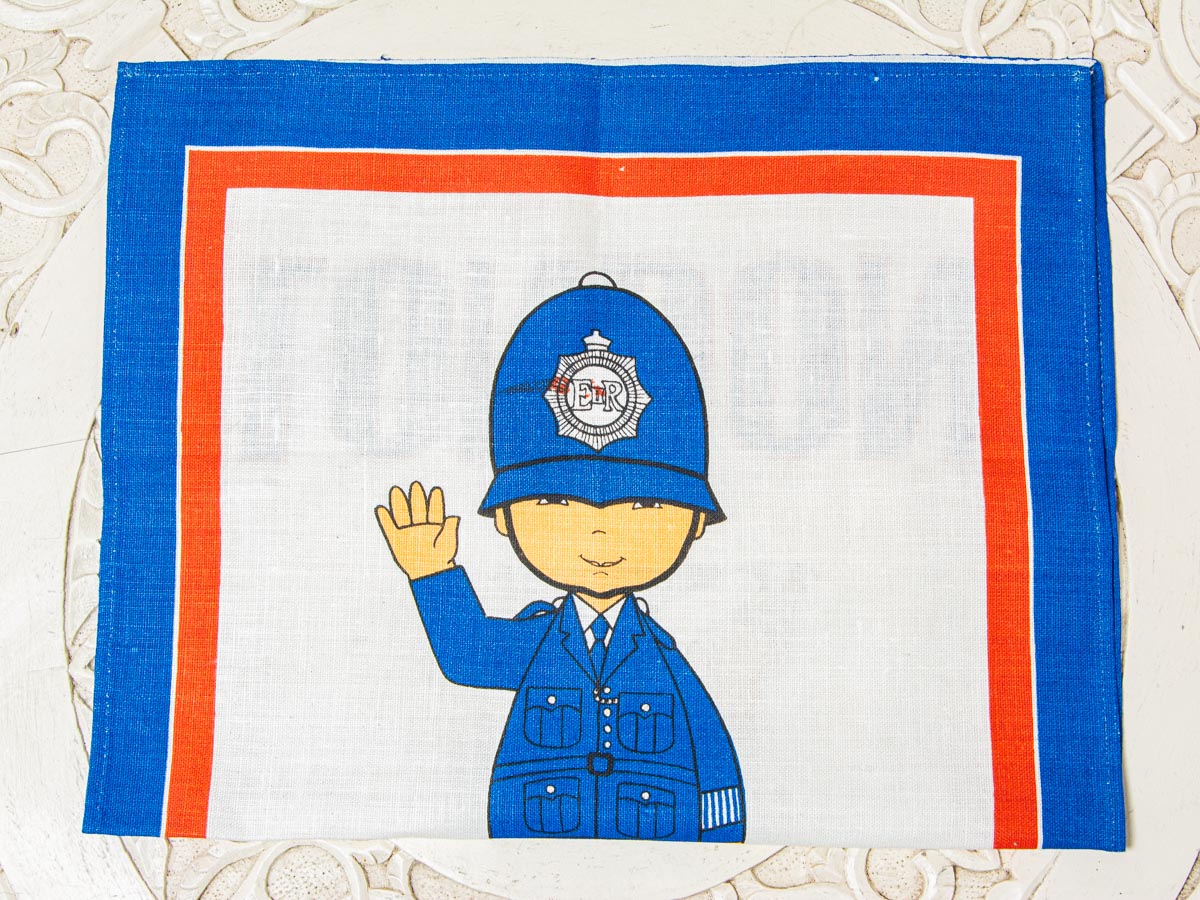 Handmade London Bobby Tea Towel –– Vintage Souvenir Textile