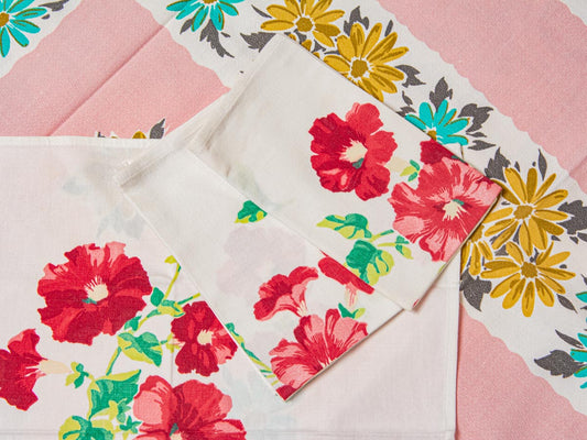 1950s Red Poppy Napkins – Vintage Floral Print, Set of 3
