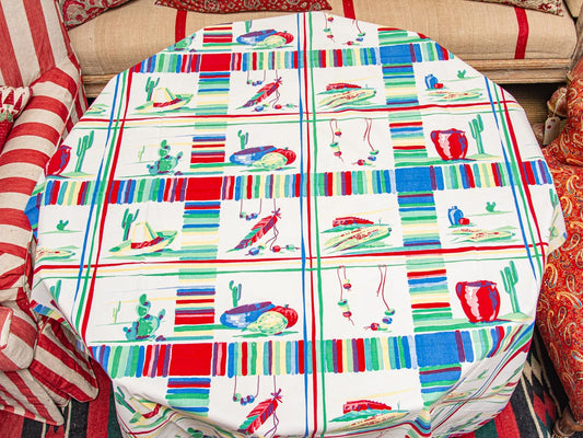 Vintage Floral Southwest 1950s Tablecloth