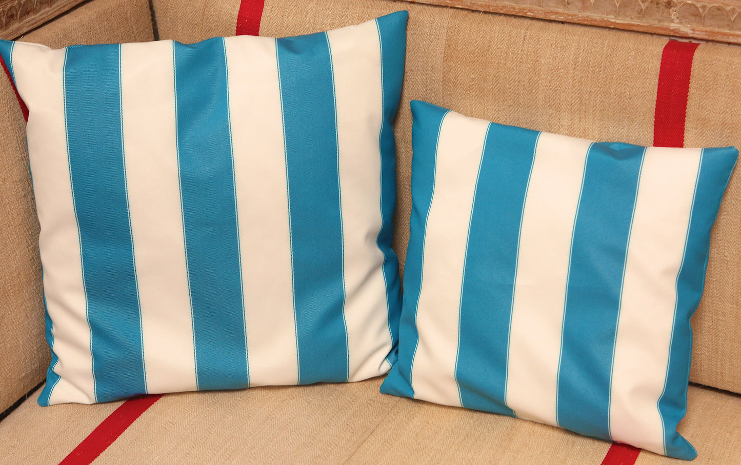 Handmade Turquoise Striped Cushion (Petite)