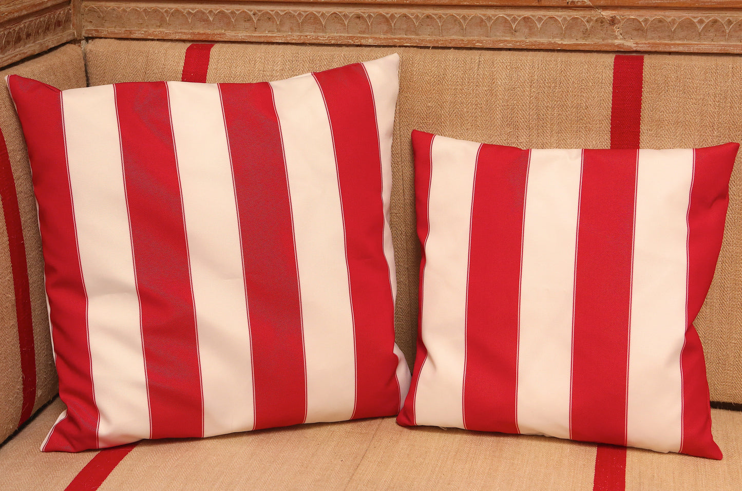 Handmade Red Striped Cushion (Petite)