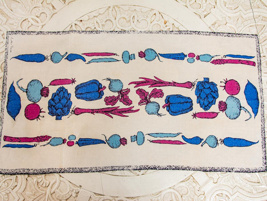 Graphic Vegetable Tea Towel –– Vintage Textile by Luther Travis