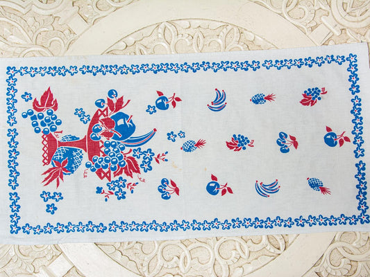 Handmade Fruit Basket Tea Towel –– Vintage Textile from Mid-Century Tablecloth