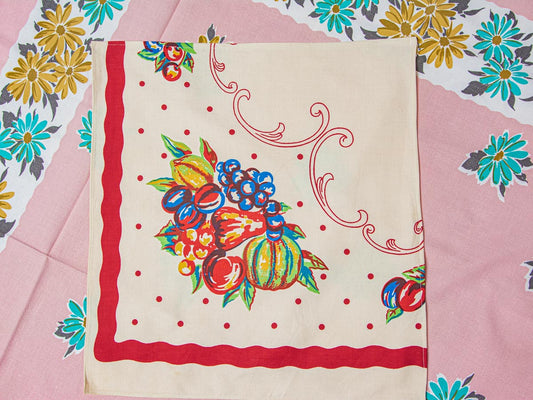 Lively 1950s Fruit Cluster Napkins – Vintage Print, Set of 3