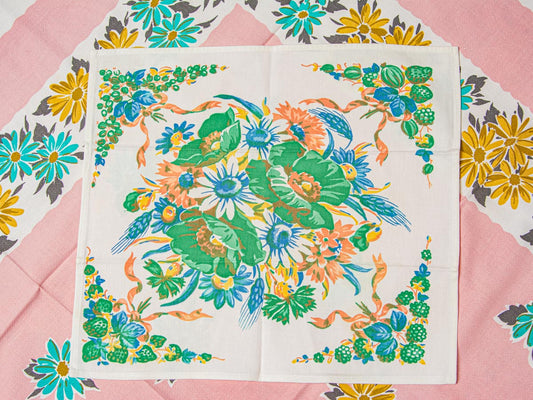 1950s Vibrant Floral Napkins – Vintage Print, Set of 4
