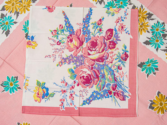 1950s Rose Bouquet Napkins – Vintage Floral Print, Set of 4