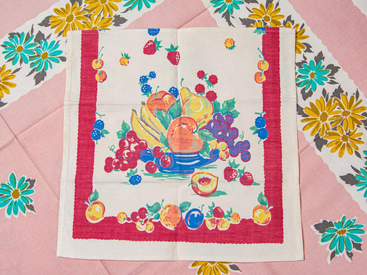 1950s Fruit Bowl Napkins – Vibrant Mid-Century Print, Set of 2