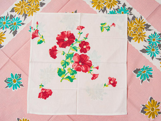 1950s Red Poppy Napkins – Vintage Floral Print, Set of 3
