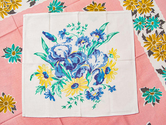 1950s Iris & Daisy Napkins – Vintage Floral Print, Set of 11