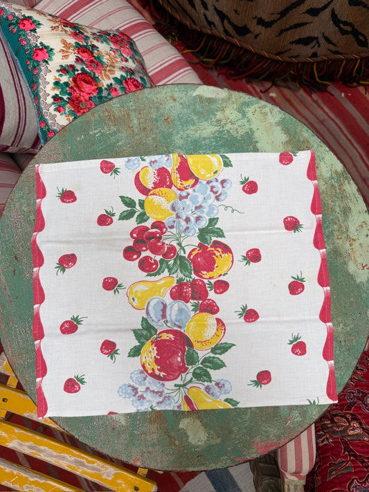 Handmade Fruit Medley Napkins –– Vintage Textile from Mid-Century Tablecloths, Set of 2