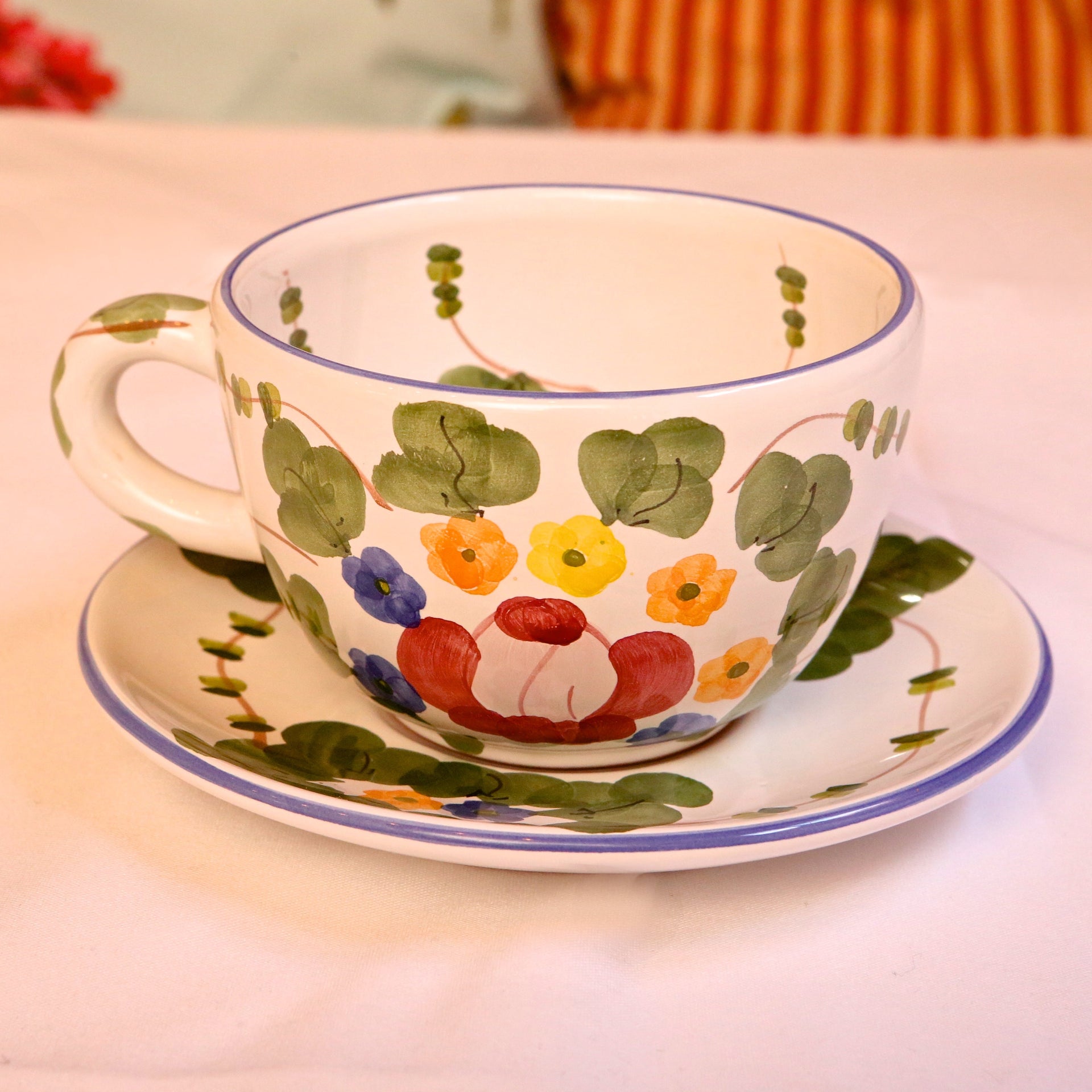 Large Coffee Cup and Saucer Set - Classic Ivy
