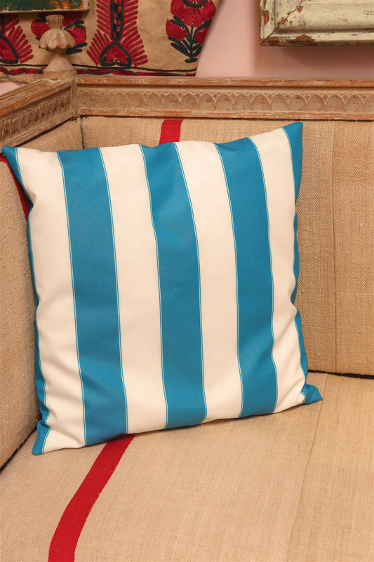 Handmade Turquoise Striped Cushion (Classic)