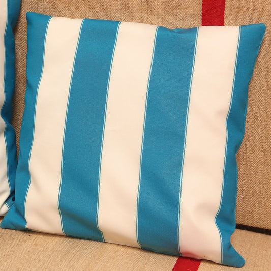 Handmade Turquoise Striped Cushion (Petite)